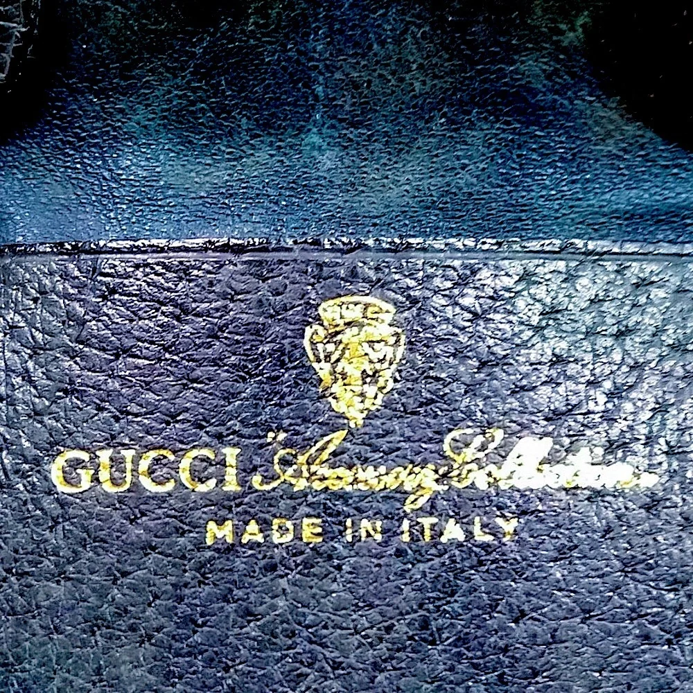 GUCCI GG Supreme Ophidia Sherry Line Navy Leather Snap Coated Canvas Coin Case